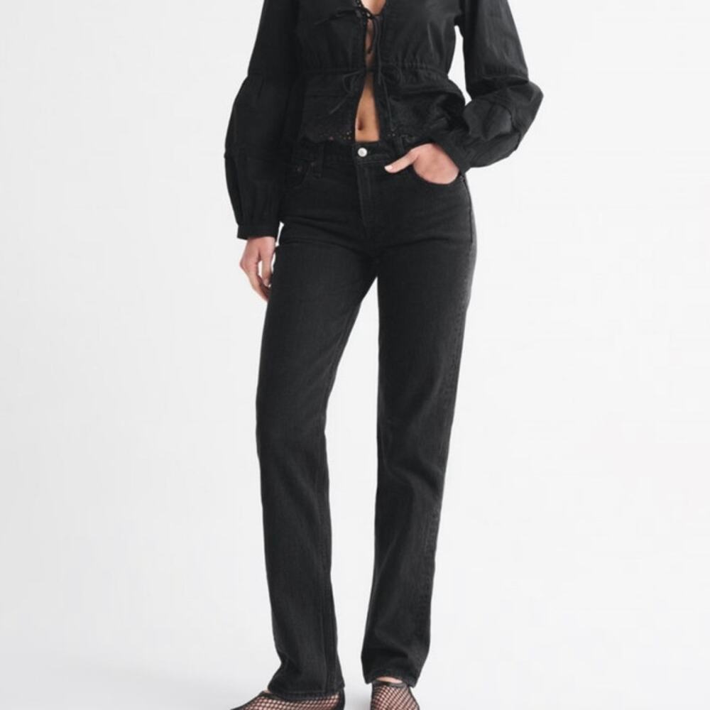 Abercrombie & Fitch The Straight Mid Rise Black Jeans Size 29/8